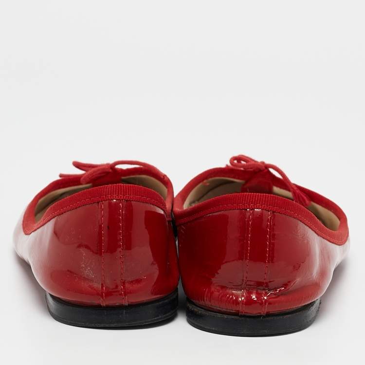 Pre Owned Repetto Red Patent Leather Ballet Flats Size 39