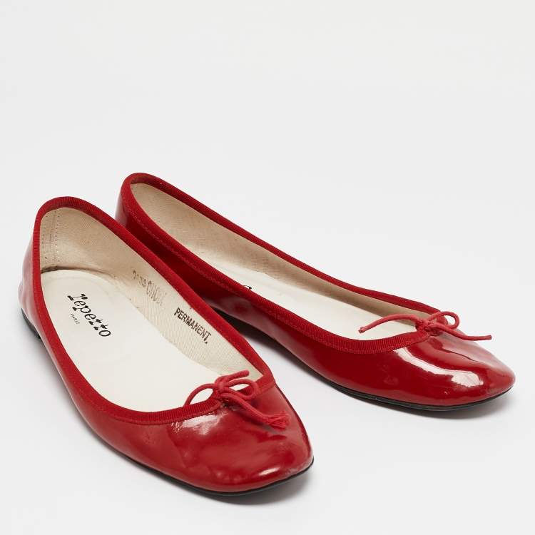 Pre Owned Repetto Red Patent Leather Ballet Flats Size 39