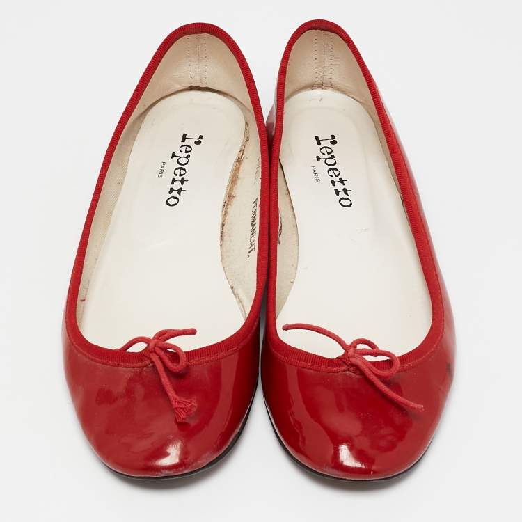 Pre Owned Repetto Red Patent Leather Ballet Flats Size 39