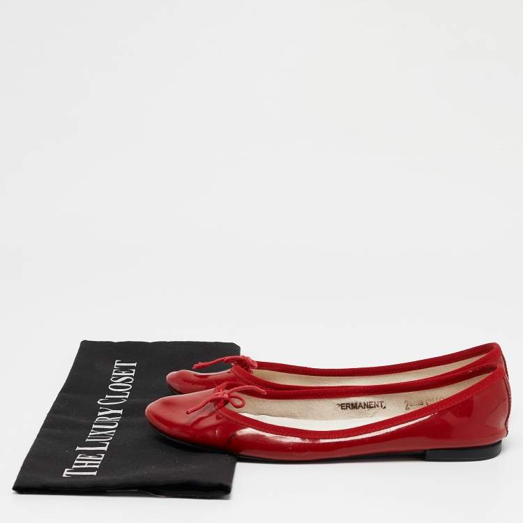 Pre Owned Repetto Red Patent Leather Ballet Flats Size 39