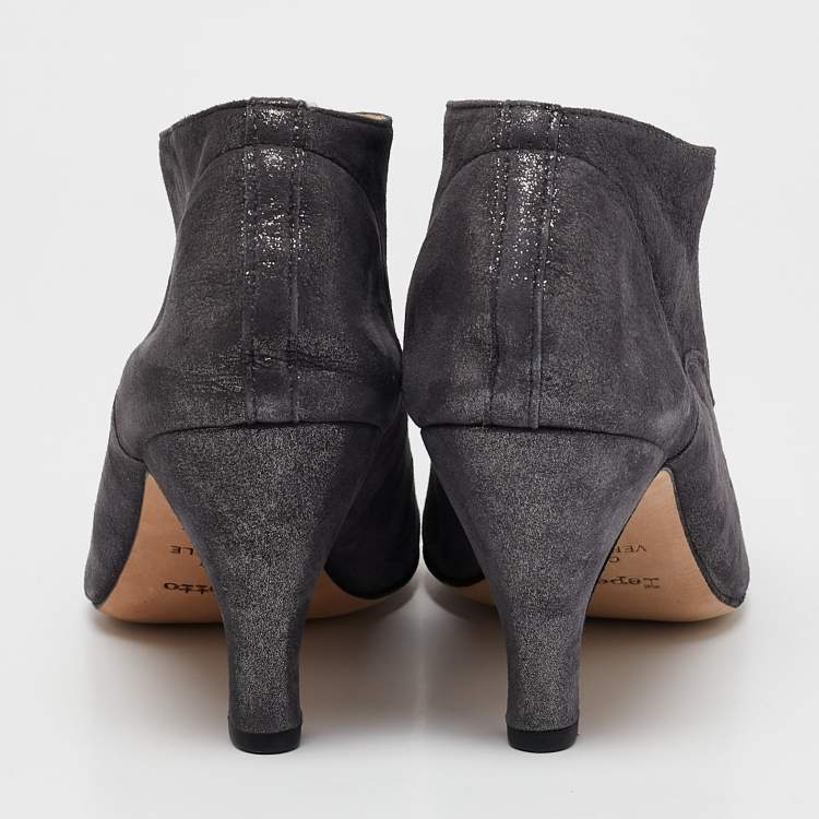 Pre Owned Repetto Metallic Grey Suede Ankle Booties Size 40