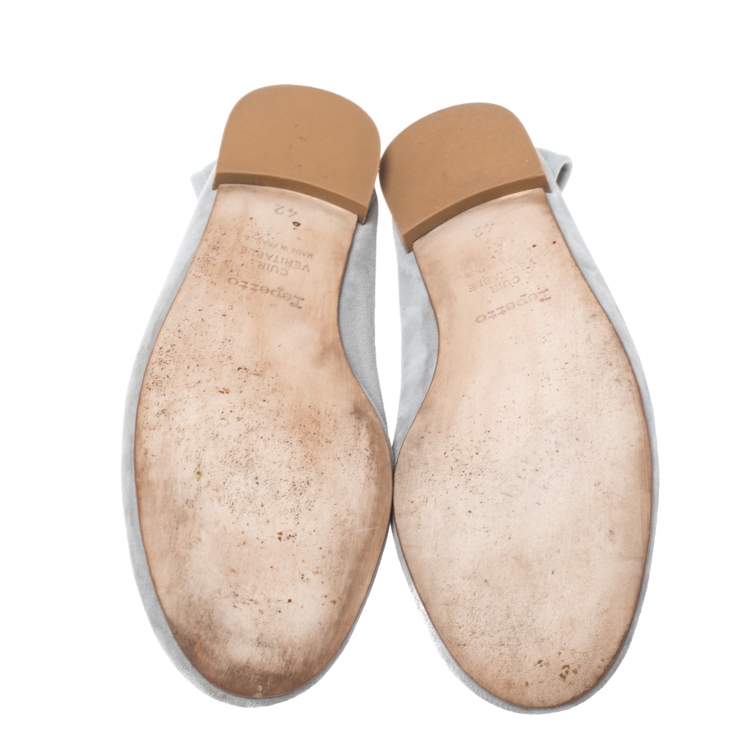 Pre Owned Repetto Grey Suede Leather Cendrillon Ballerina Flats Size 42
