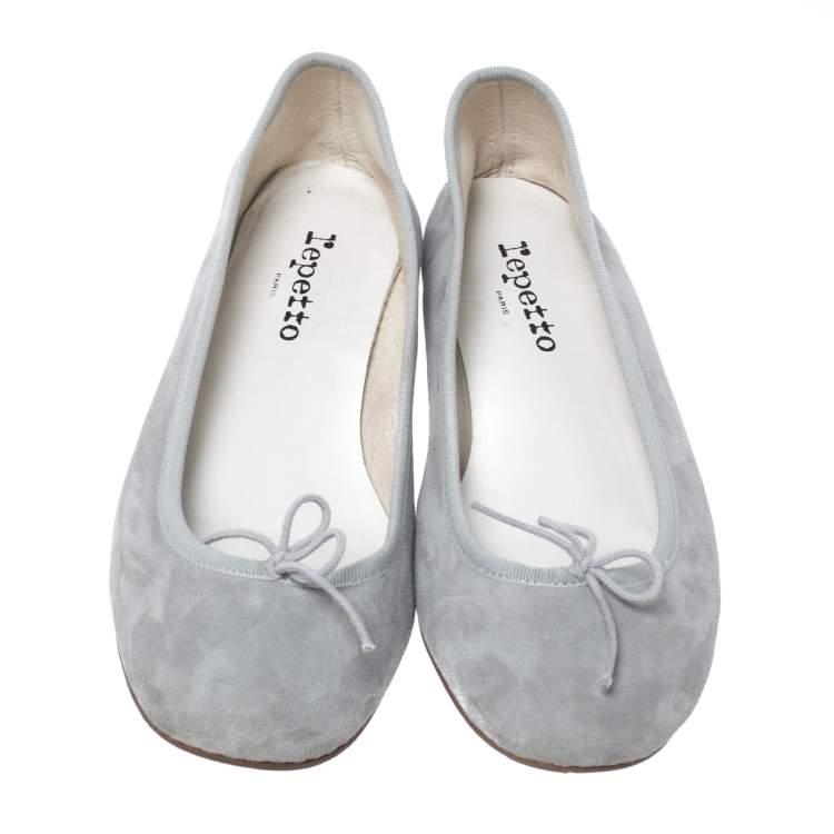 Pre Owned Repetto Grey Suede Leather Cendrillon Ballerina Flats Size 42