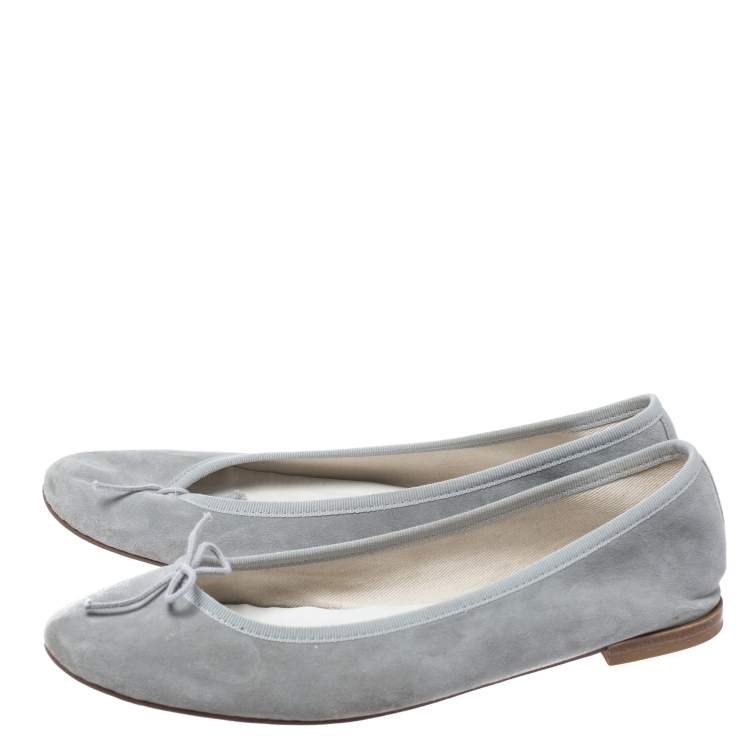 Pre Owned Repetto Grey Suede Leather Cendrillon Ballerina Flats Size 42