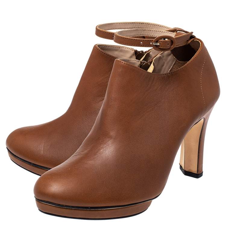 Pre Owned Repetto Tan Leather "Terry" Platform Ankle Booties Size 40