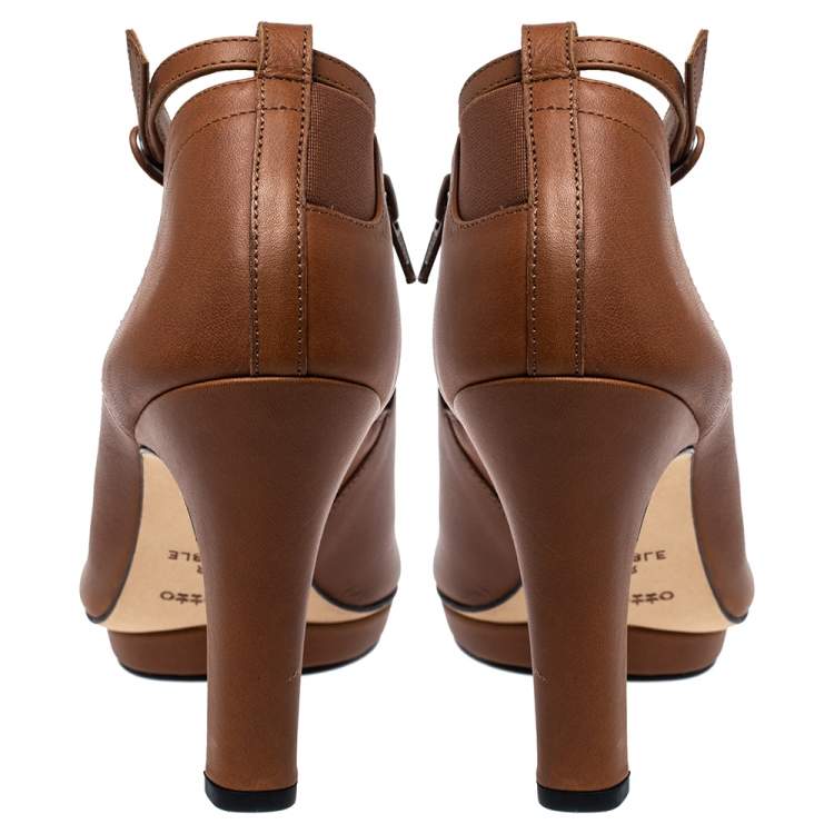Pre Owned Repetto Tan Leather "Terry" Platform Ankle Booties Size 40