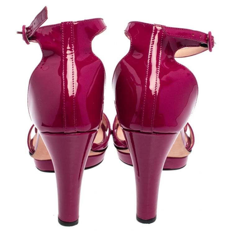 Pre Owned Repetto Pink Patent Leather Ankle Strap Sandals Size 39.5 