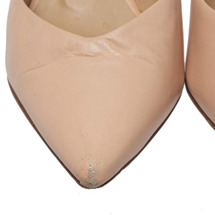 Pre Owned Repetto Beige Leather Pointed Toe Pumps Size 38