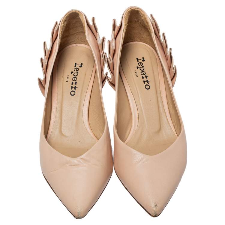 Pre Owned Repetto Beige Leather Pointed Toe Pumps Size 38