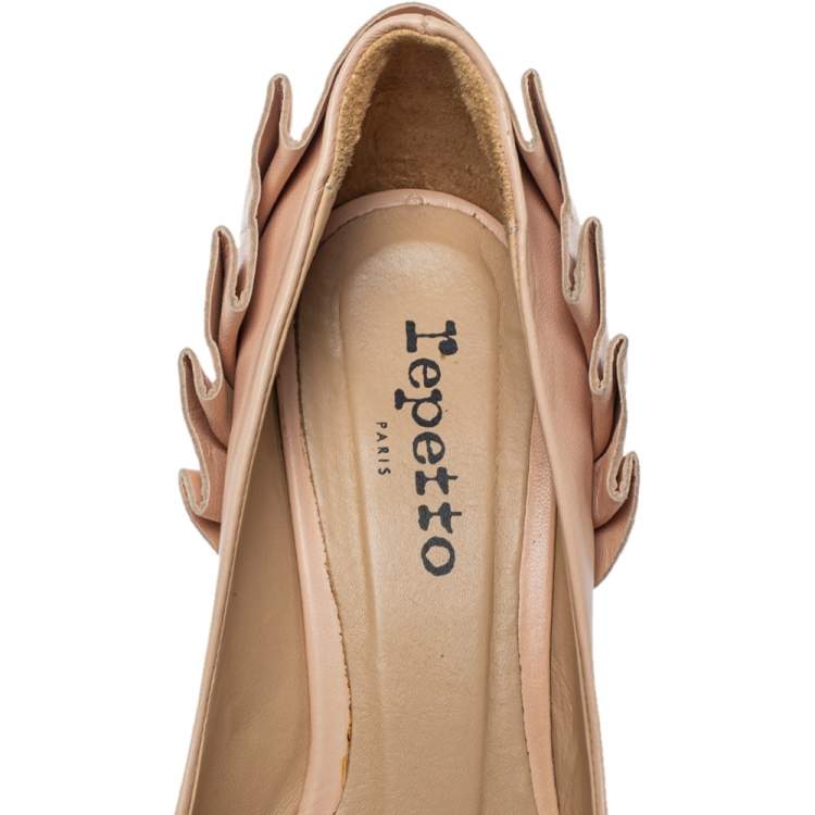 Pre Owned Repetto Beige Leather Pointed Toe Pumps Size 38