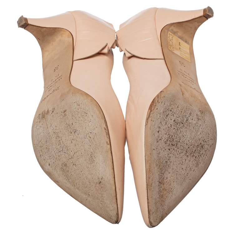 Pre Owned Repetto Beige Leather Pointed Toe Pumps Size 38