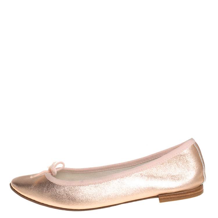 Repetto Metallic Gold Leather Bow Ballet Flats Size 37 Repetto | TLC