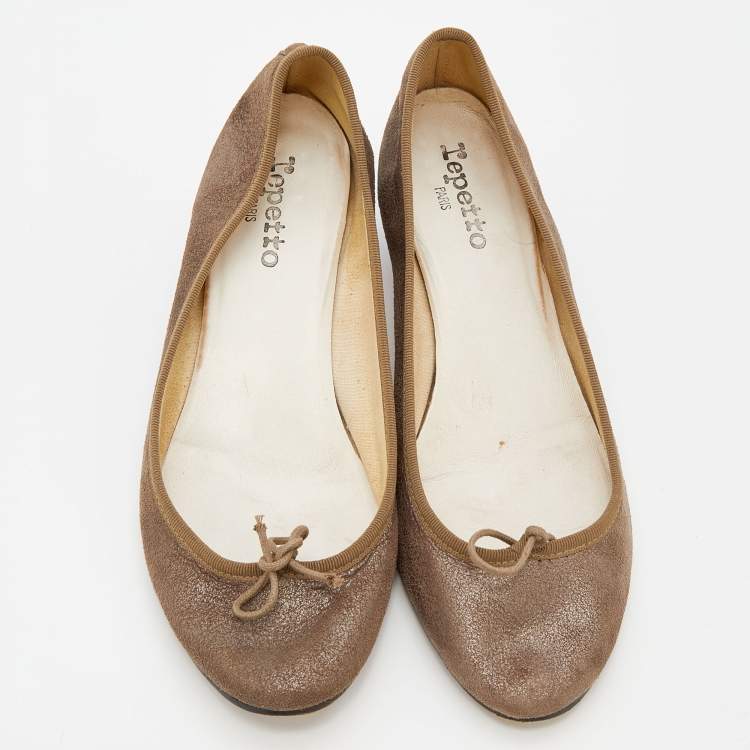 Pre Owned Repetto Khaki Suede Bow Detail Kitten Heel Pumps Size 41