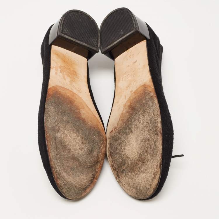 Pre Owned Repetto Black Suede Lili Flats Size 36.5