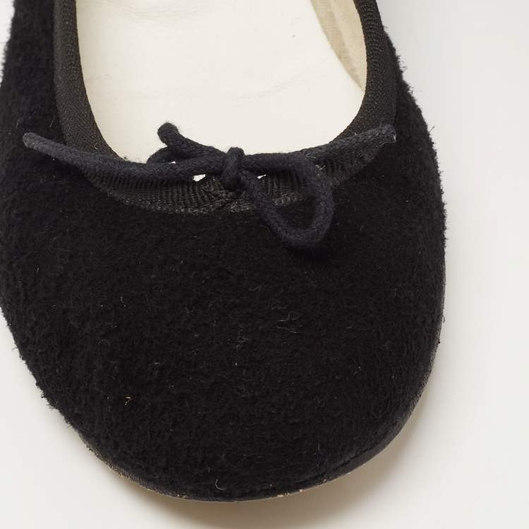 Pre Owned Repetto Black Suede Lili Flats Size 36.5