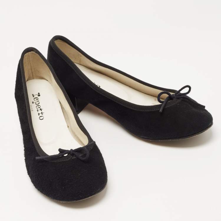 Pre Owned Repetto Black Suede Lili Flats Size 36.5