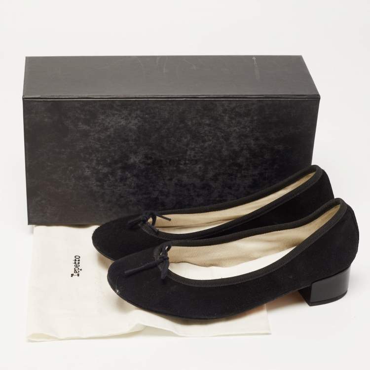 Pre Owned Repetto Black Suede Lili Flats Size 36.5