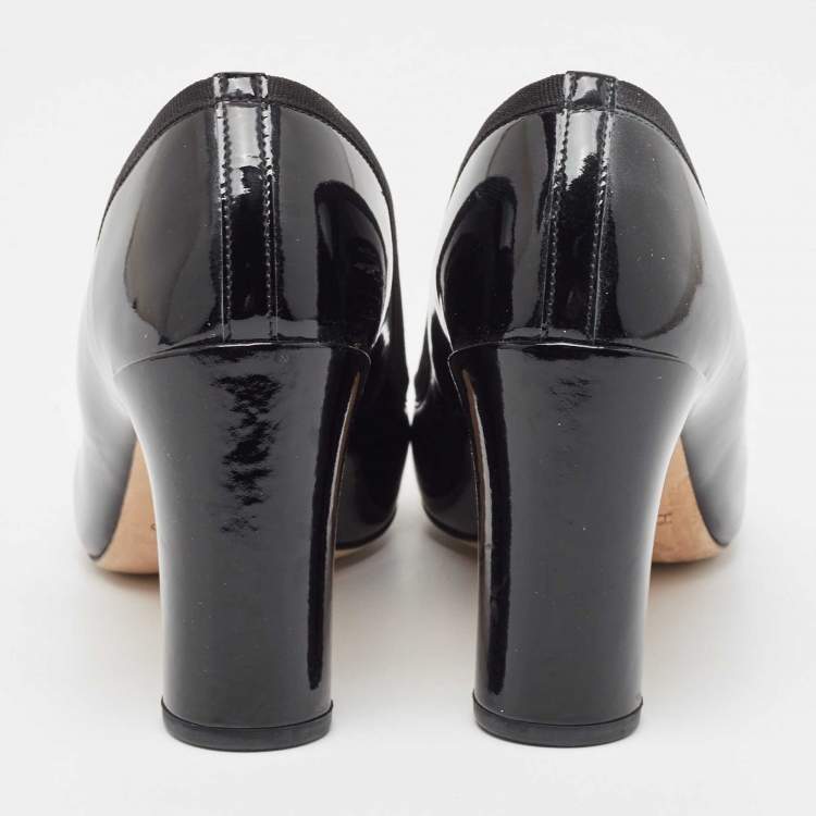 Pre Owned Repetto Black Patent Leather Round Toe Pumps Size 38