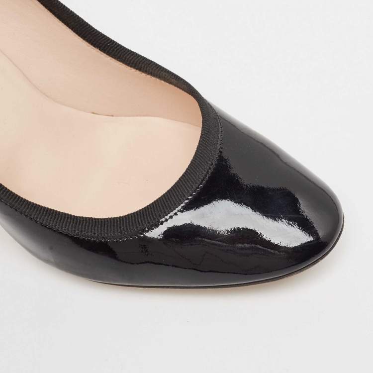 Pre Owned Repetto Black Patent Leather Round Toe Pumps Size 38