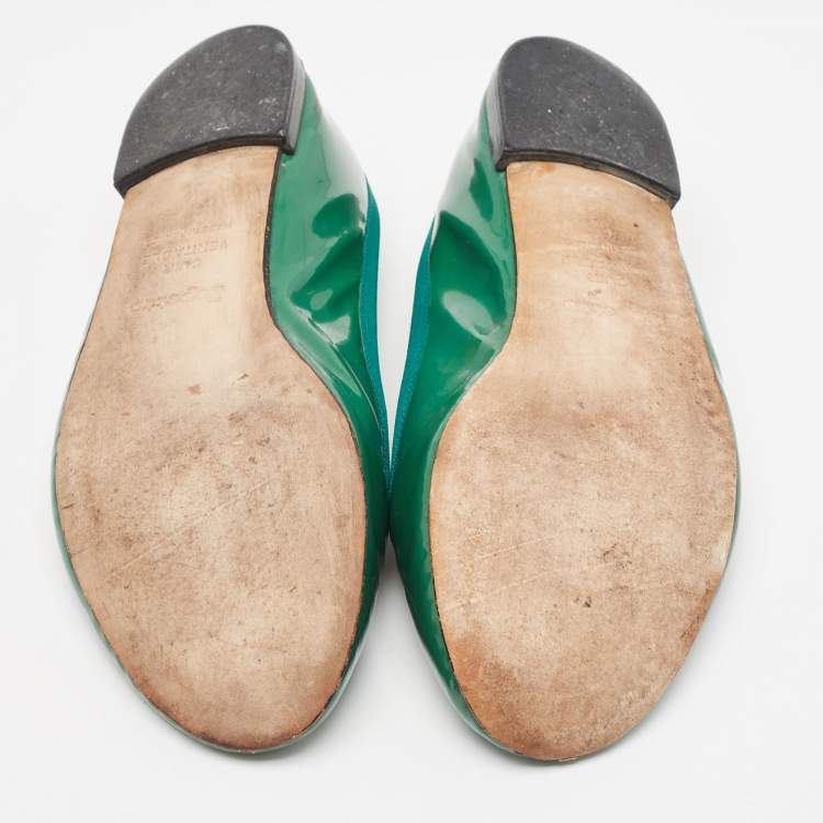 Pre Owned Repetto Green Patent Leather Bow Ballet Flats Size 38