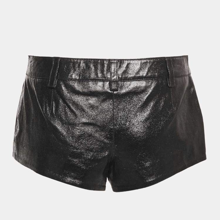 Pre Owned Retrofete Black Real Leather Hot Pants S