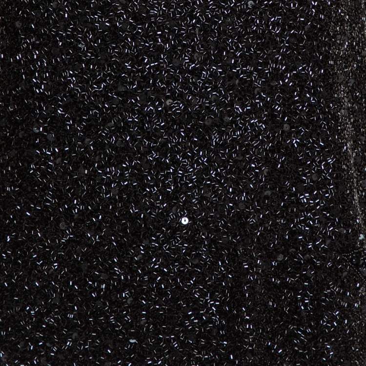 مملوكة مسبقًا Retrofete Black Sequin & Bead Embellished Synthetic Tank Top L