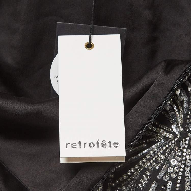 Pre Owned Retrofete Silver/Black Sequined Mini Skirt XXS