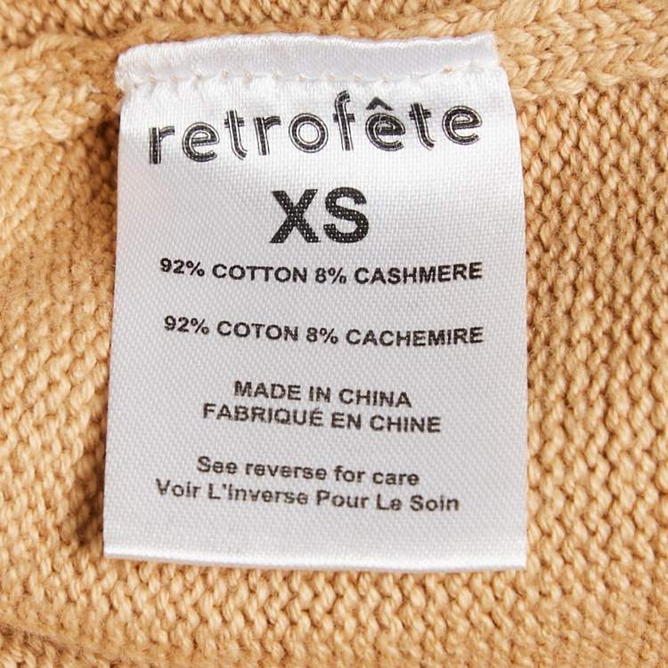 مملوكة مسبقًا Retrofete Beige Rhinestone Embellished Rib Knit Mal Sweater XS