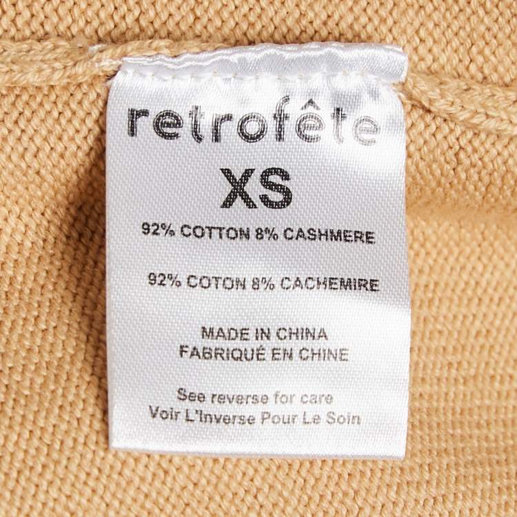 Pre Owned Retrofete Beige Rhinestone Embellished Rib Knit Desiree Sweatpants XS