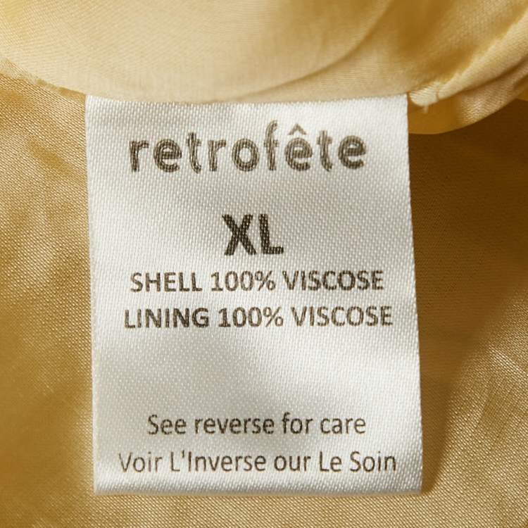 Pre Owned Retrofete Gold Sequin Embellished Velvet Trim Chiffon Belted Tunic XL