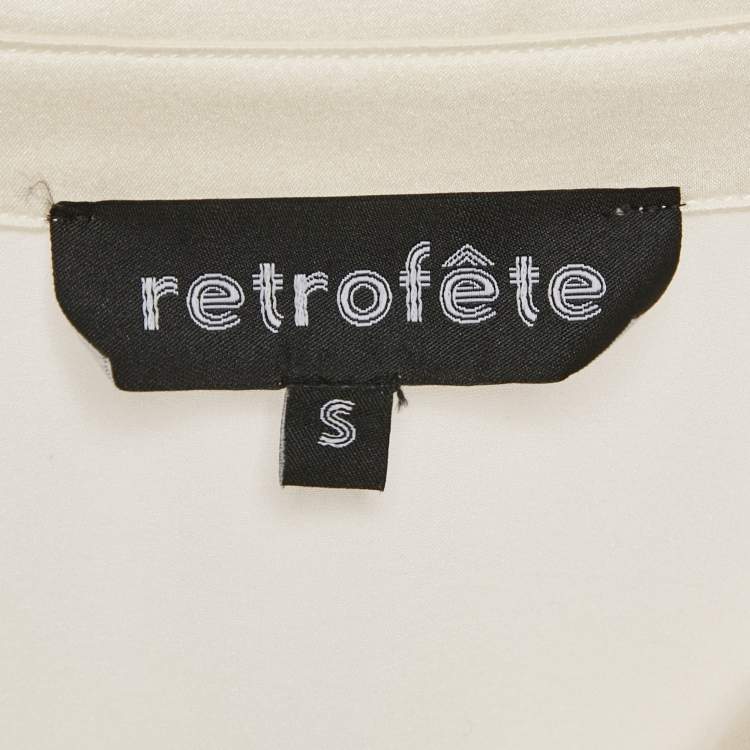 Pre Owned Retrofete Cream Satin Gathered Mini Dress S