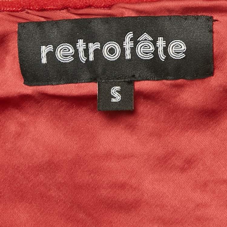 Pre Owned Retrofete Dark Red Sequin Belted One-Shoulder Mini Dress S