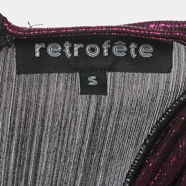 Pre Owned Retrofete Pink Lamé Belted Ruffle Detail Mini Dress S