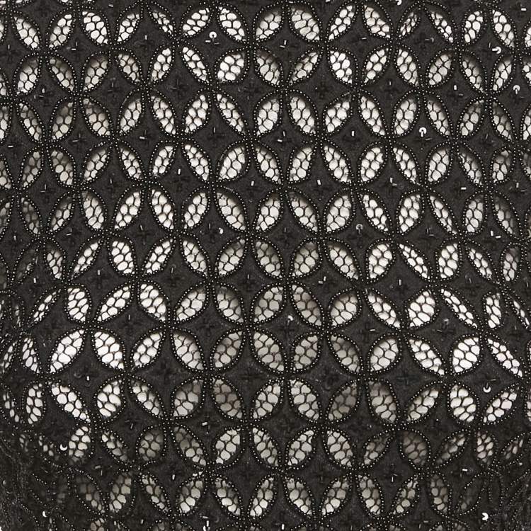 Pre Owned Retrofete Black Beaded Mesh High Neck Top XS