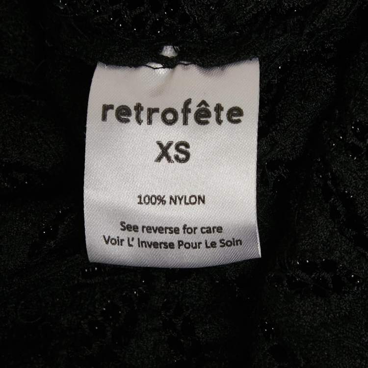 Pre Owned Retrofete Black Beaded Mesh High Neck Top XS