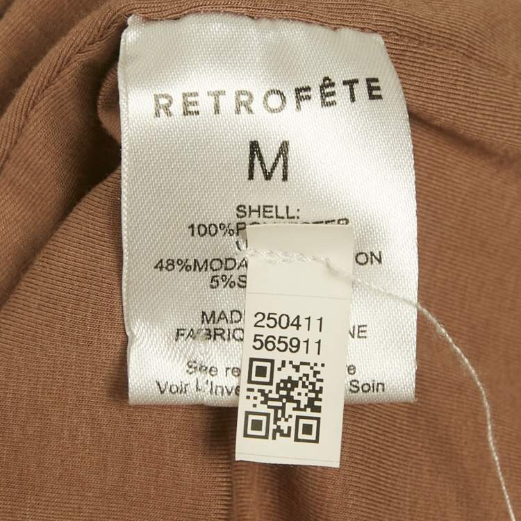 Pre Owned Retrofete Brown Stretch Mesh Ruche Adele Dress M