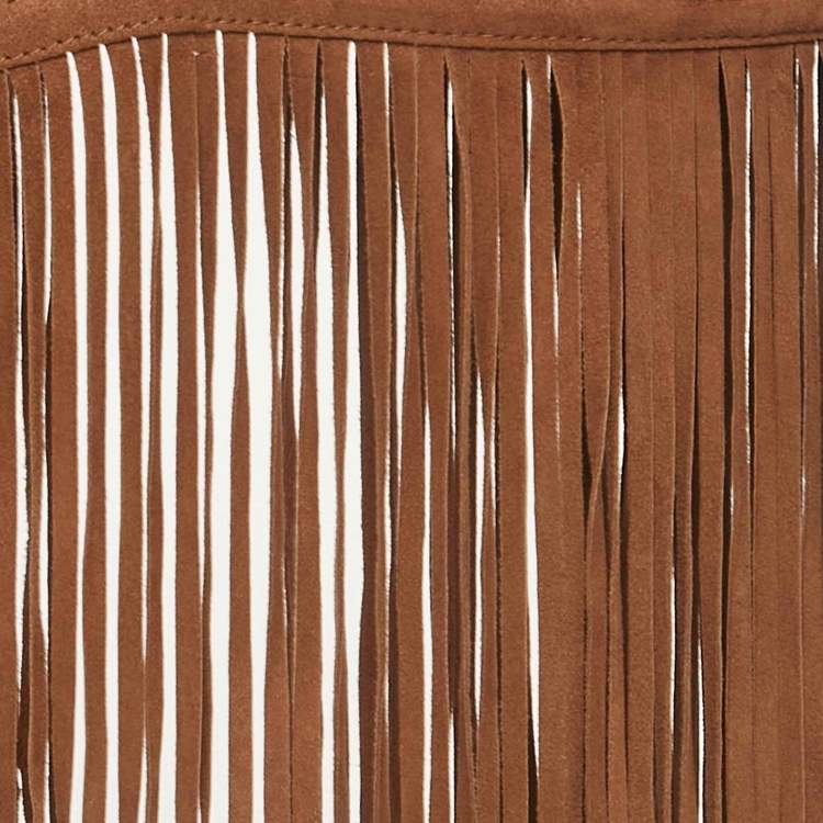 Pre Owned Retrofete Brown Jacinta Suede Fringe Bralette XS