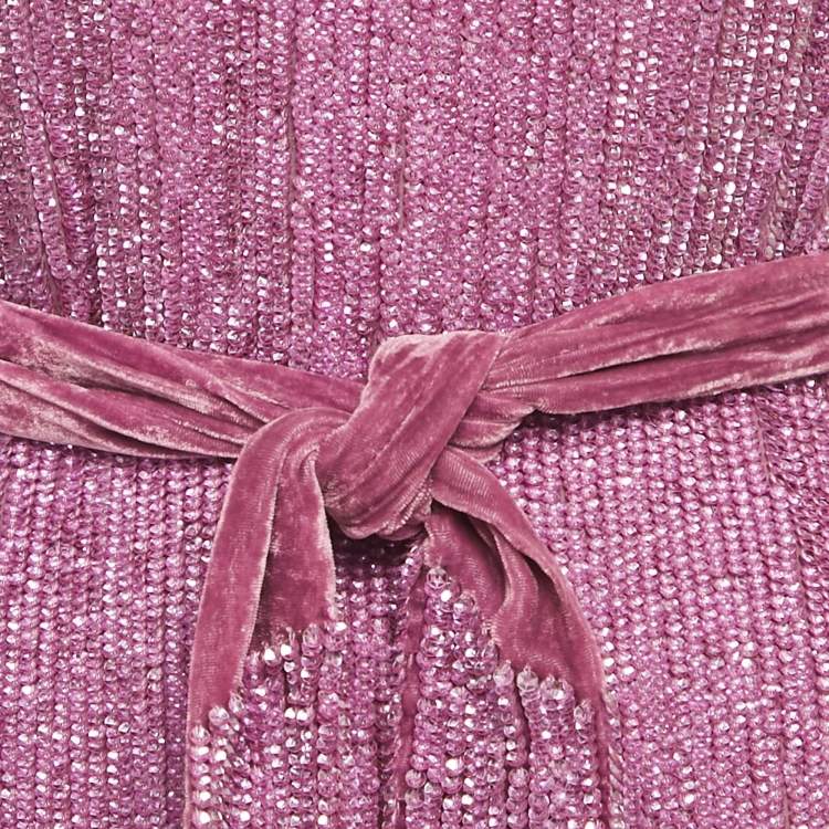 Pre Owned Retrofete Purple Sequin One Shoulder Mini Dress XS