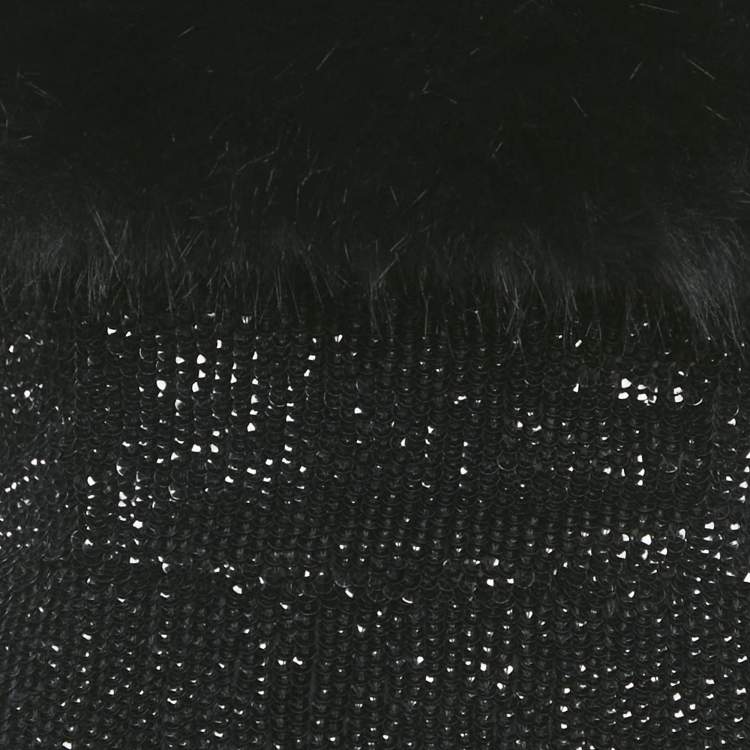 Pre Owned Retrofete Sequins Faux Fur Detail Strapless Mini Dress XS