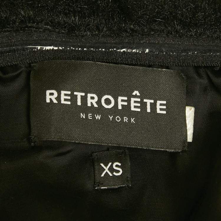 Pre Owned Retrofete Sequins Faux Fur Detail Strapless Mini Dress XS