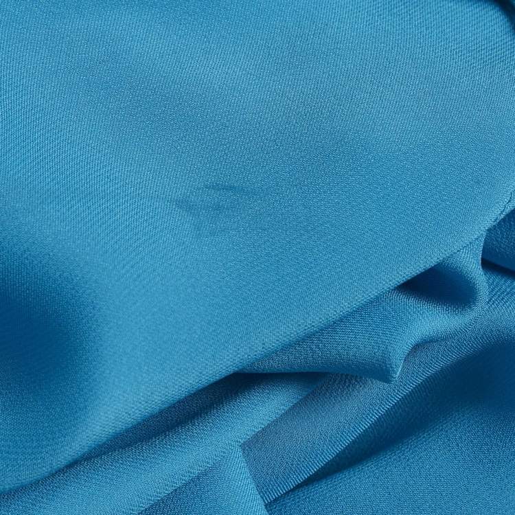 مملوكة مسبقًا Rhode Blue Crepe Mock Neck Tie Up Midi Dress S