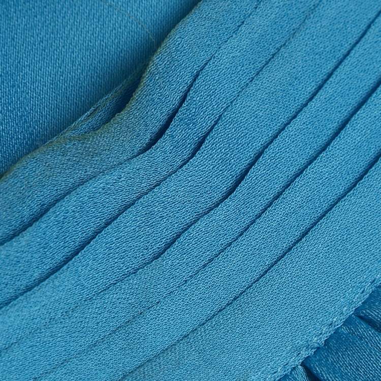 مملوكة مسبقً ا Rhode Blue Crepe Mock Neck Tie Up Midi Dress S