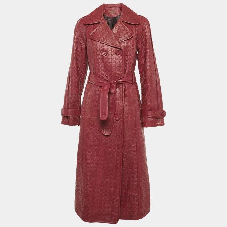 Pre Owned Richards Radcliffe Burgundy Real Leather Cadogan Hand Woven Coat M