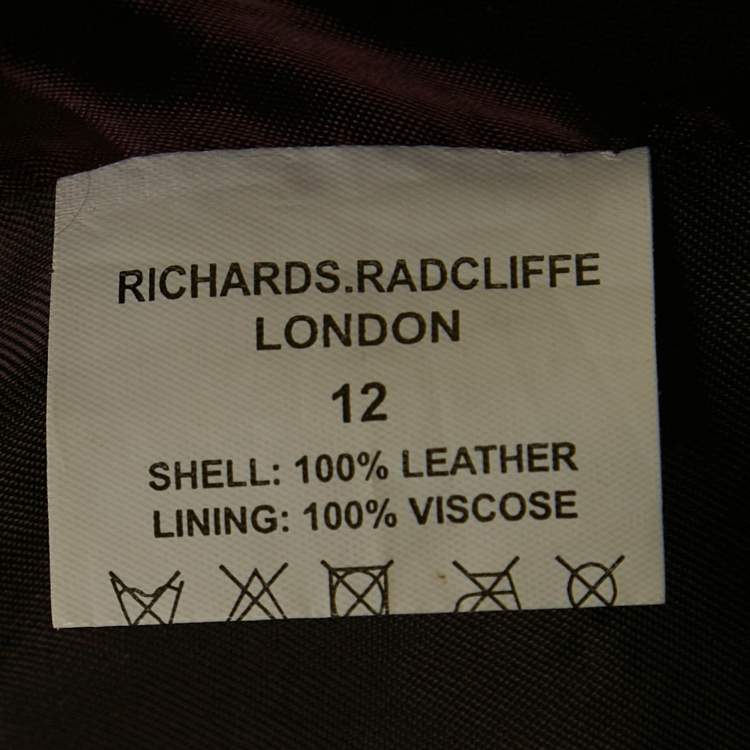 Pre Owned Richards Radcliffe Burgundy Real Leather Cadogan Hand Woven Coat M