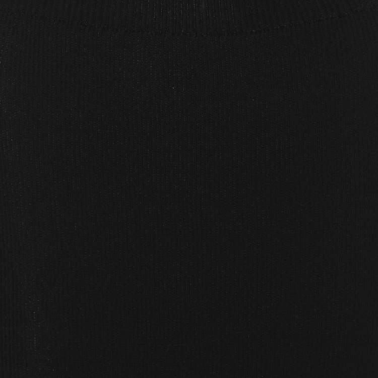 Pre Owned Rick Owens Black Rib-Knit Fitted Midi Skirt S