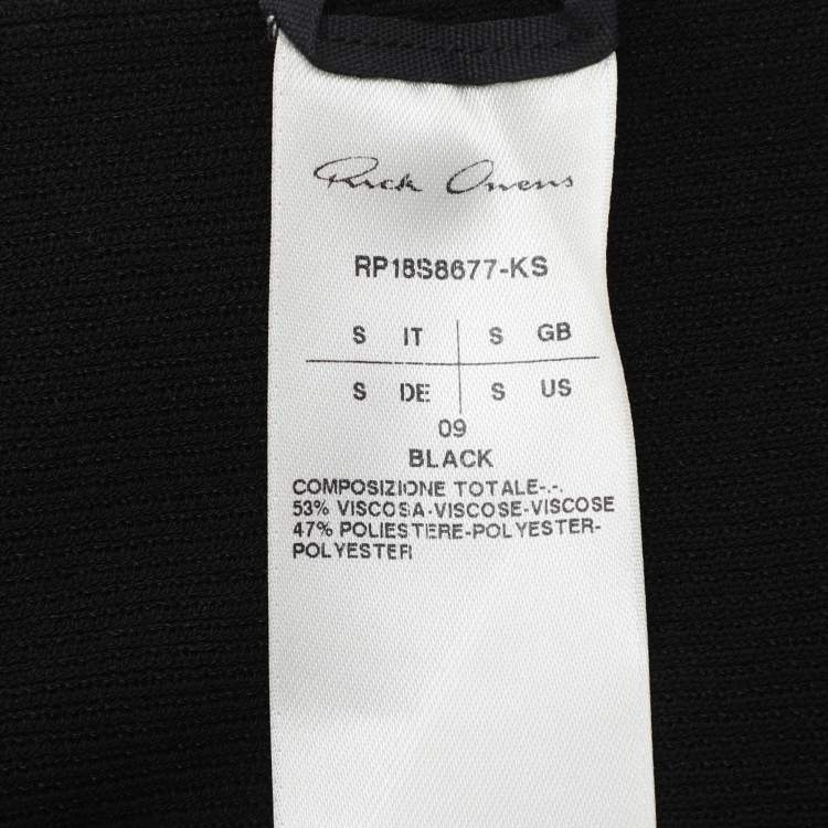 Pre Owned Rick Owens Black Rib-Knit Fitted Midi Skirt S