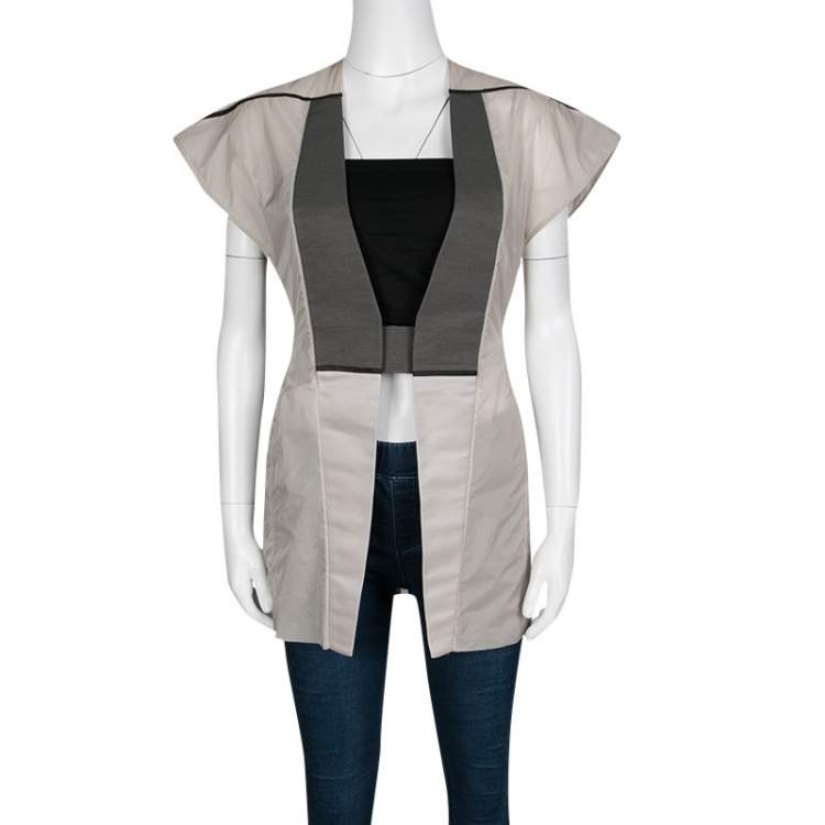 Pre Owned Rick Owens Colorblock Nylon Carapace Cap Sleeve Vest S
