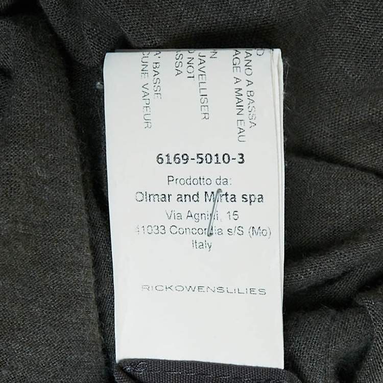 Pre Owned Rick Owens Dark Dust Grey Jersey Full Sleeve Maxi Dress M