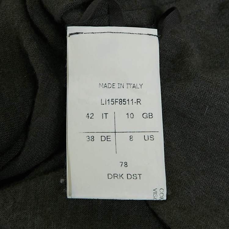 Pre Owned Rick Owens Dark Dust Grey Jersey Full Sleeve Maxi Dress M