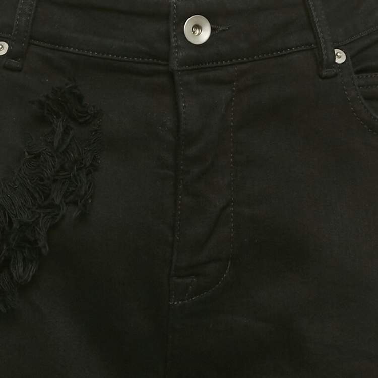 Pre Owned Rick Owens DRKSHDW  Black Distressed Denim Skinny Jeans M Waist 31"